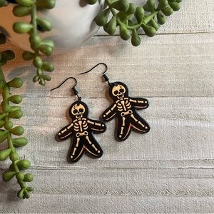 👻💀👻 Gingerbread Man Skeleton Halloween Earrings! New! Trick or Treat!